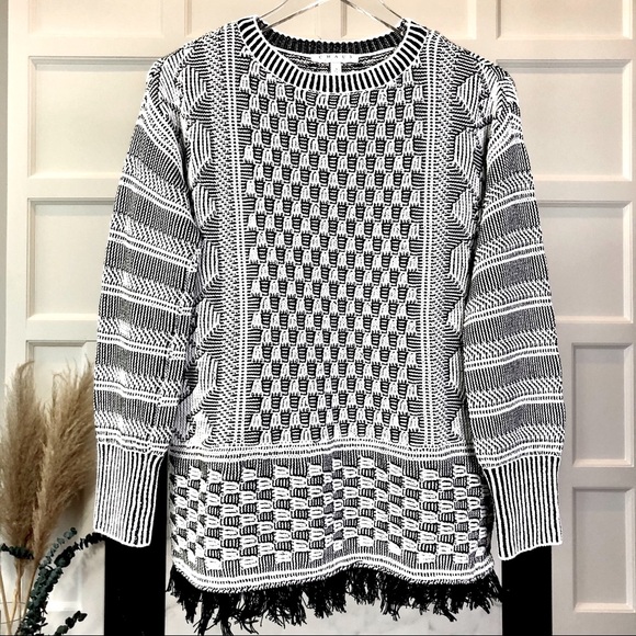 NWT CHAUS New York Topiary Garden Fringe Knit Sweater Size S - Picture 1 of 9